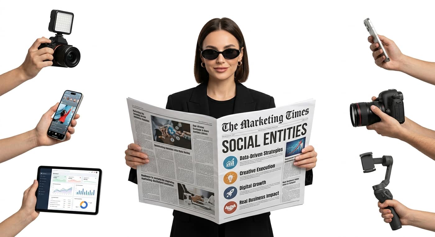 Social Entities - Digital Agency Marketing Newspaper with Equipment Props